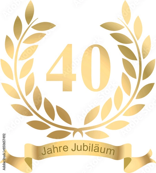 Fototapeta Laurels in vector for the 40 years jubilee with text in German	
