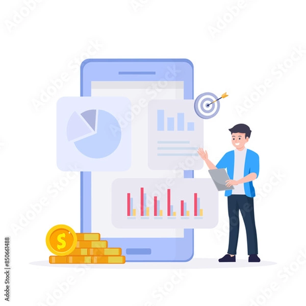 Obraz Digital Data Analysis Concept. analyzing data, analytic business. Concept vector illustration