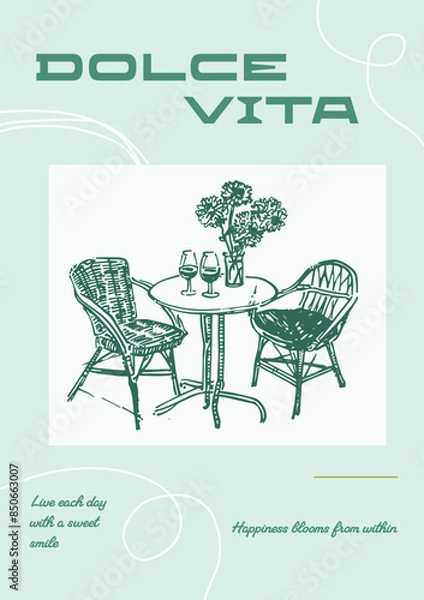 Obraz Minimalist hand drawn poster on the theme of dolce vita Italy, Summer, vacation. Vector illustration