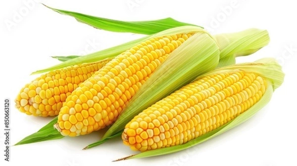 Obraz Corn on white background with clipping path
