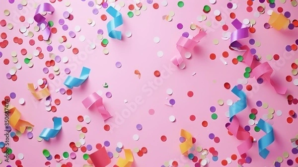 Obraz Birthday confetti flat design front view event theme animation colored pastel