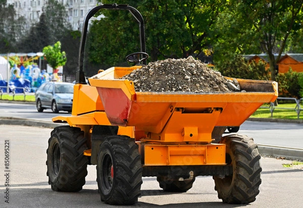 Fototapeta Mini dumper on roadwork