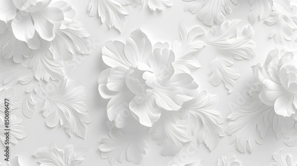 Obraz white paper cut flowers background