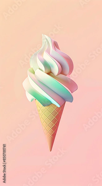 Fototapeta Minimalistic wallpaper background with milky multicolored ice cream in pastel color palette.