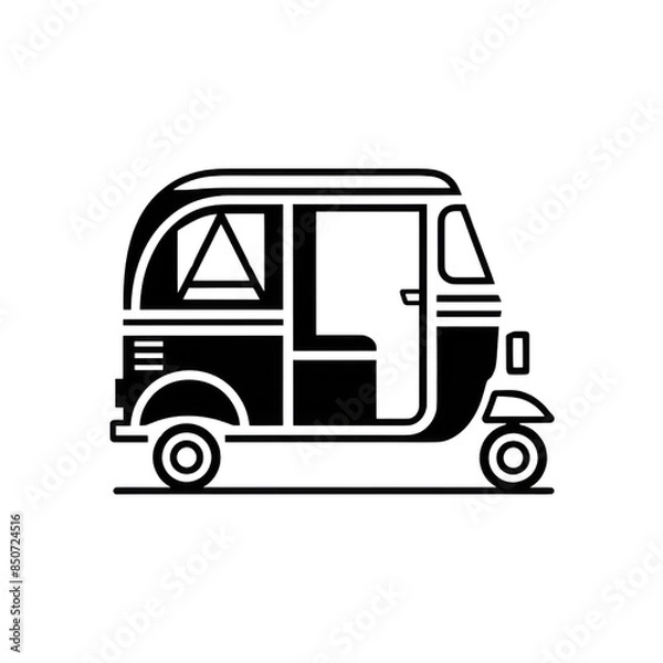 Fototapeta Simple Icon of Auto Rickshaw Vehicles: A Clean and Minimalistic Design for Easy Identification and Use in Urban Transport Graphics
