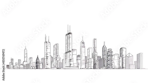 Fototapeta skyscraper line art, wallpaper, the beauty of the lines of buildings in the middle of the city