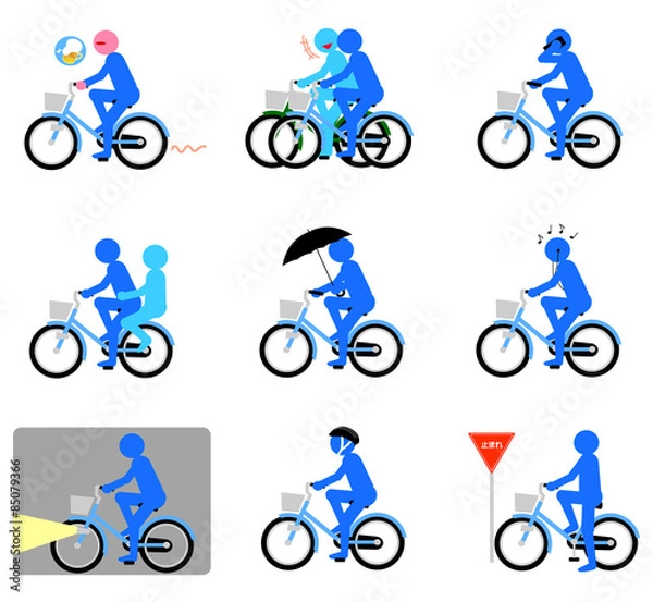 Obraz 自転車マナー（ブルー）