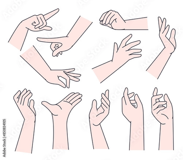 Fototapeta Comic hand vector set.