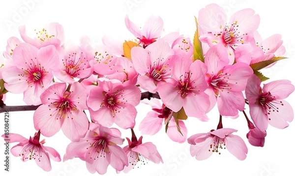 Fototapeta cherry blossom sakura isolated white in close up
