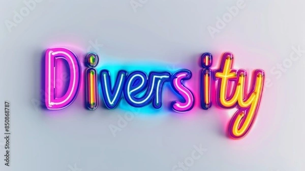 Fototapeta Inclusion and Multiculturalism symbol created in Neon Lettering.