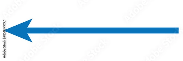 Fototapeta Blue long arrow to the left . vector, isolated. blue arrow isolated on transparent background. Vector illustration. Eps file 19.