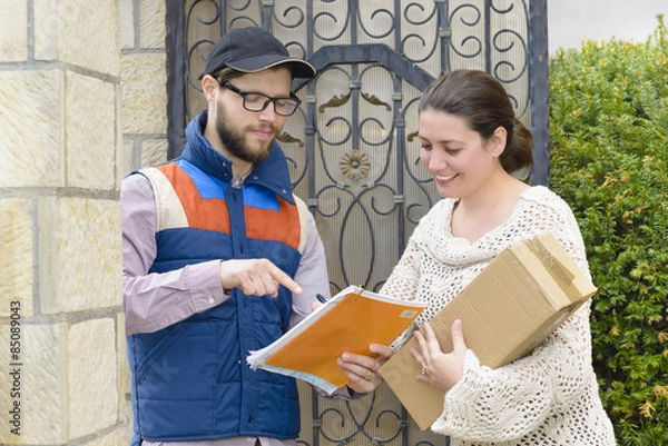 Obraz Courier Delivering a Package