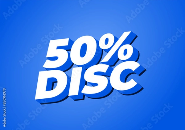 Fototapeta 50 percent discount. Text effect in 3D style with good colors
