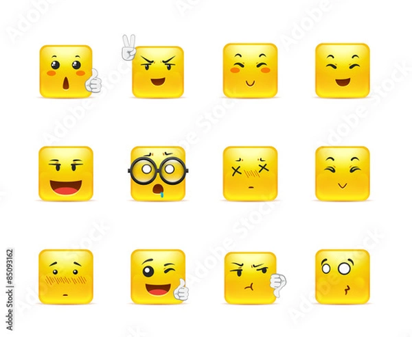 Obraz Emotional square anime stickers