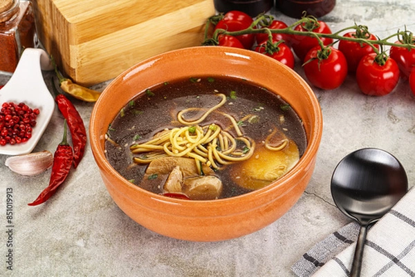 Fototapeta Japanese Miso soup with chicken