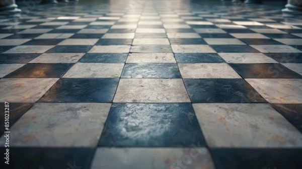 Fototapeta Checkerboard tile floor.