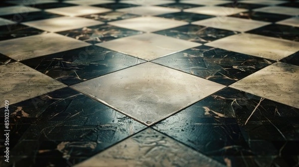 Fototapeta Checkerboard tile floor.
