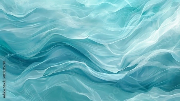 Fototapeta Aquamarine and turquoise waves swirl softly resembling a tranquil ocean scene