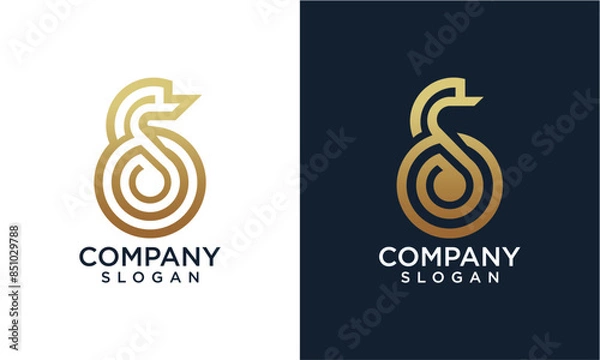 Fototapeta Letter S logo collection initial logo inspiration creative concept with gold gradient color
