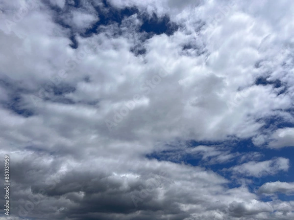 Fototapeta Summer blue sky cloud gradient light white background. Beauty clear cloudy in sunshine calm bright winter air bacground. Gloomy vivid cyan landscape in environment day horizon skyline view spring wind