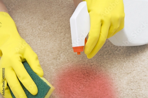 Obraz cleaning red stain on a carpet