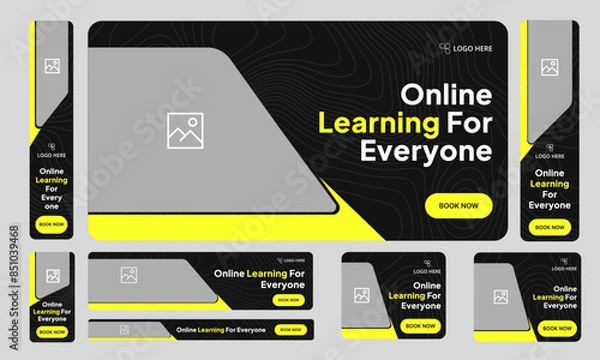 Fototapeta Everyday online learning web set banner design for social media post, education platform banner, fully editable vector eps 10 file format  
