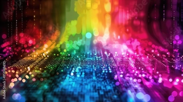 Obraz Digital technology rainbow glowing pride colors background