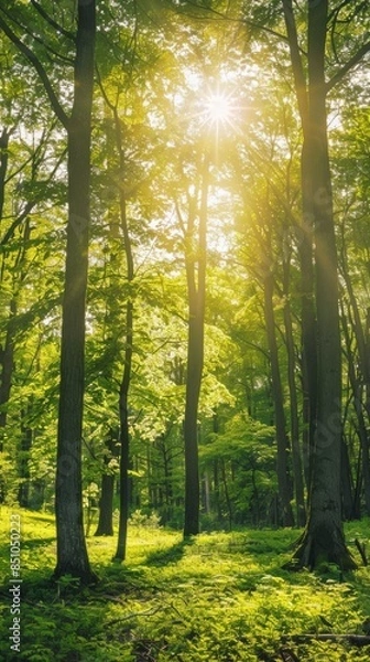 Obraz Sunlit Forest Landscape