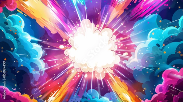 Obraz Vector cartoon comic book style background with a colorful explosion