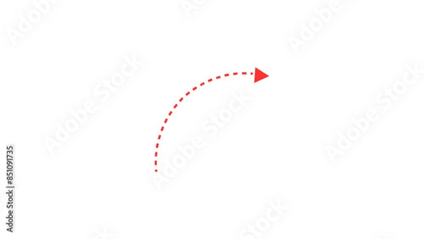 Fototapeta Curved dotted arrow | Zigzag arrow stripes design with dotted lines | Red color dotted arrow PNG