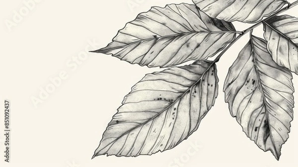 Fototapeta Design featuring a hand drawn leaf illustration