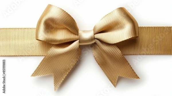 Fototapeta A gold ribbon bow is shown in the image