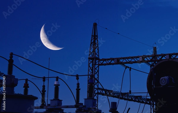 Obraz Power sub station with moon