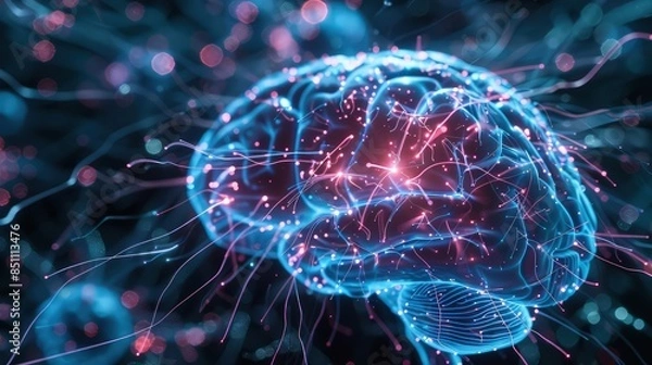 Obraz Brain nerve electric signal simulation