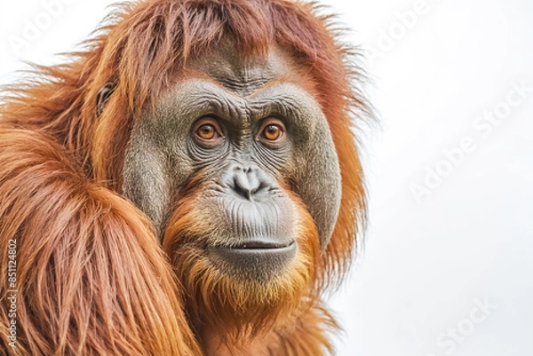 Fototapeta Close-up Portrait of an Orangutan with a Gentle Expression