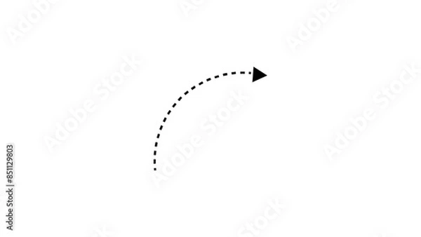 Obraz Black Curved dotted arrow PNG  | Zigzag arrow stripes design with dotted lines | Hand drawn Black curve dotted line arrow vector set