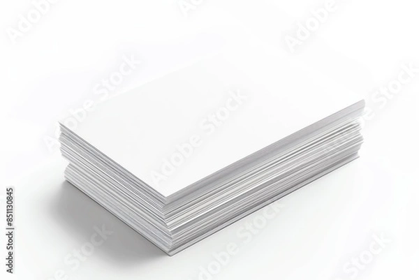 Obraz Stack of blank white business cards isolated on white background.