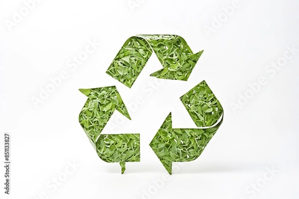 Fototapeta Green Recycling Symbol Made of Leaves