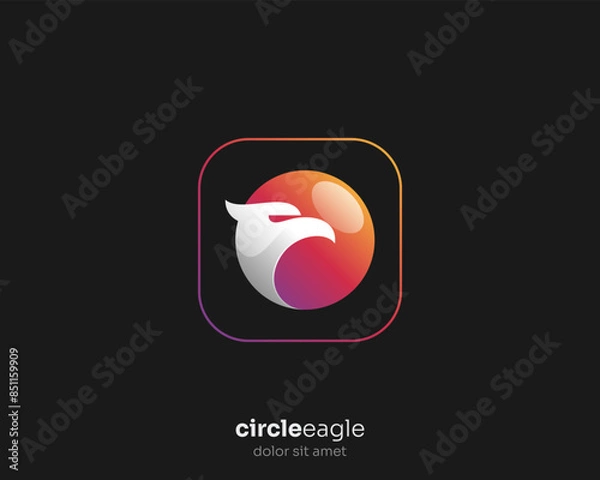 Fototapeta Creative colorful eagle circle global gradient logo