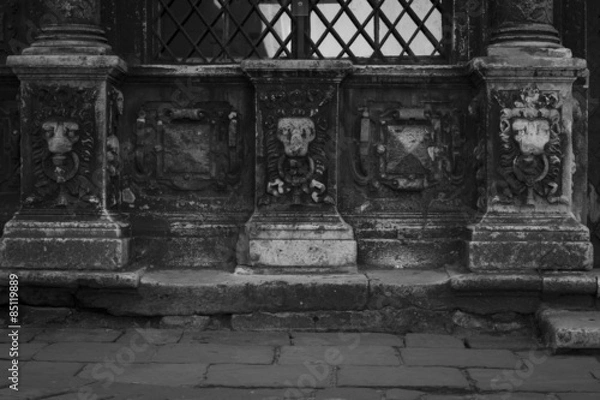 Obraz ancient bas relief on the building