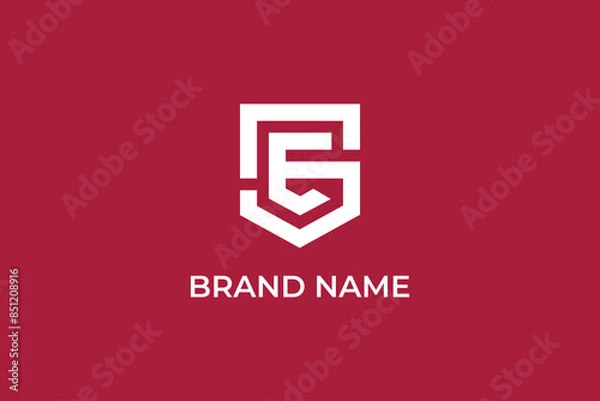 Fototapeta letter E shield vector logo, Abstract letter E shield logo design, Abstract linear letter initial E shield logo icon design modern minimal style illustration vector