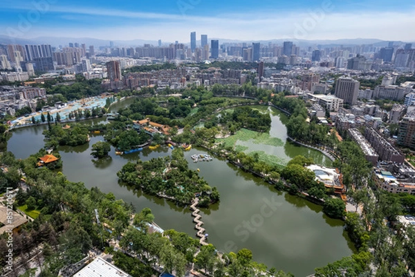 Fototapeta Urban Green Oasis Amidst Skyline