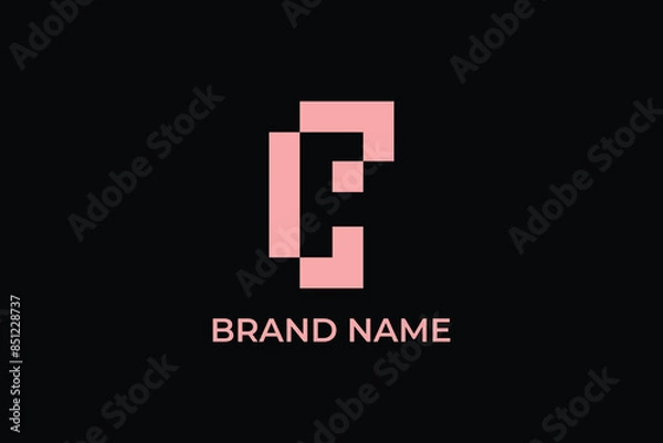 Fototapeta letter CF pixel logo, letter CF abstract logo for corporate business, finance and construction logo, letter CF logo