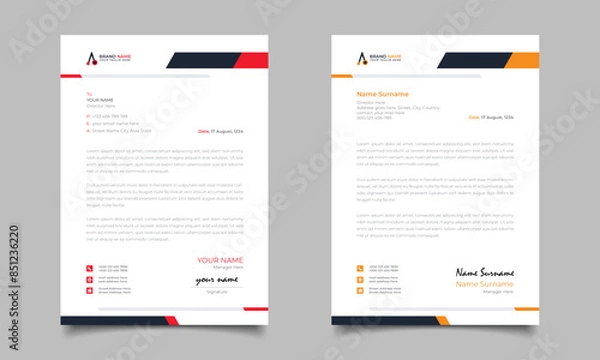 Obraz Red And Blue Yellow Business Letterhead Simple Clean Template Design