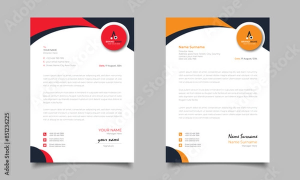 Obraz Red And Blue Yellow Business Letterhead Simple Clean Template Design