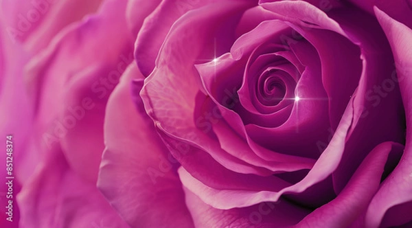 Obraz Beautiful spiral petals of violet rose flower close up, AI generative