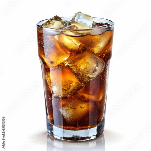 Fototapeta soda with ice on white background