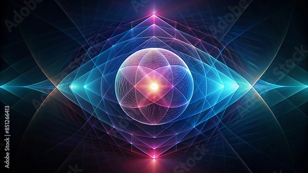 Fototapeta Abstract black background with colorful geometric shape