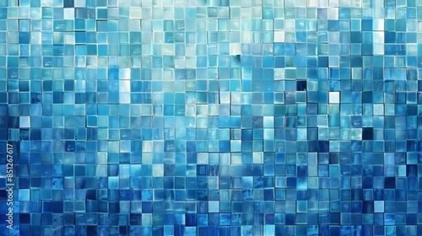 Obraz ombre blue mosaic patterned background illustration, 16:9