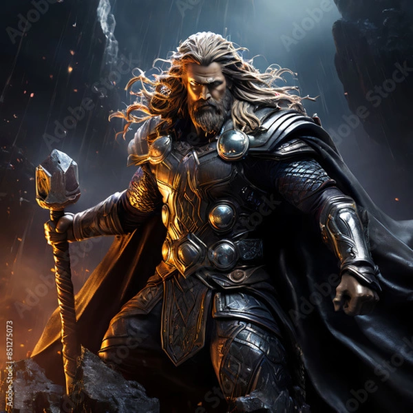 Obraz Asgard Thor Statue아스가르드 토르 조각상 Generative AI
